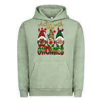 Pigment Oil Green Chillin' with my gnomes Urban Hoodie - NancyCooperArtShop