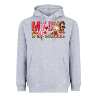 Heather Grey my dog is my valentine Heavyweight Hoodie - NancyCooperArtShop