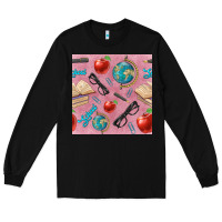 Black Teacher Seamless Pattern Long Sleeve Tee - BundleAndBundleShop