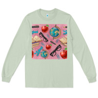 Matcha Teacher Seamless Pattern Long Sleeve Tee - BundleAndBundleShop