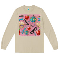 Mushroom Teacher Seamless Pattern Long Sleeve Tee - BundleAndBundleShop