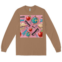 Toasted Coconut Teacher Seamless Pattern Long Sleeve Tee - BundleAndBundleShop