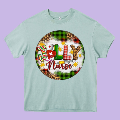 Christmas Jolly Nurse Heavy Core Tee Designed By Artiststas