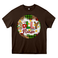 Chocolate Brown Christmas Jolly Nurse Heavy Core Tee - Artiststas