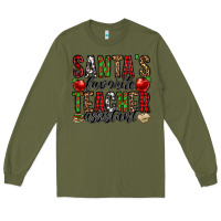 Army Green santa's favorite teacher assistant Long Sleeve Tee - Jasminsmagicworld