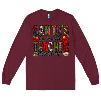 Burgundy santa's favorite teacher assistant Long Sleeve Tee - Jasminsmagicworld