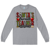 Heather Grey santa's favorite teacher assistant Long Sleeve Tee - Jasminsmagicworld