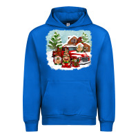 Cobalt Christmas gnomes with red truck Urban Hoodie - NancyCooperArtShop