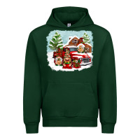 Forest Green Christmas gnomes with red truck Urban Hoodie - NancyCooperArtShop