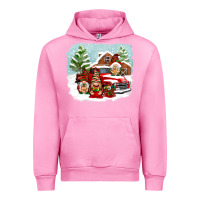 Fuchsia Pink Christmas gnomes with red truck Urban Hoodie - NancyCooperArtShop