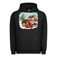 Pigment Black Christmas gnomes with red truck Urban Hoodie - NancyCooperArtShop