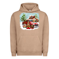 Pigment Burro Christmas gnomes with red truck Urban Hoodie - NancyCooperArtShop