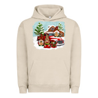 Pigment French Oak Christmas gnomes with red truck Urban Hoodie - NancyCooperArtShop