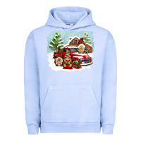 Pigment Grape Ice Christmas gnomes with red truck Urban Hoodie - NancyCooperArtShop