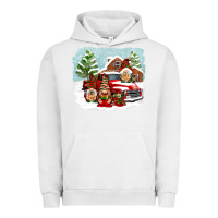 Pigment Lunar Rock Christmas gnomes with red truck Urban Hoodie - NancyCooperArtShop