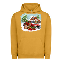 Pigment Peanut Butter Christmas gnomes with red truck Urban Hoodie - NancyCooperArtShop