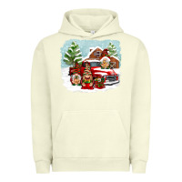 Pigment Pistachio Christmas gnomes with red truck Urban Hoodie - NancyCooperArtShop
