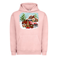 Pigment Salmon Christmas gnomes with red truck Urban Hoodie - NancyCooperArtShop