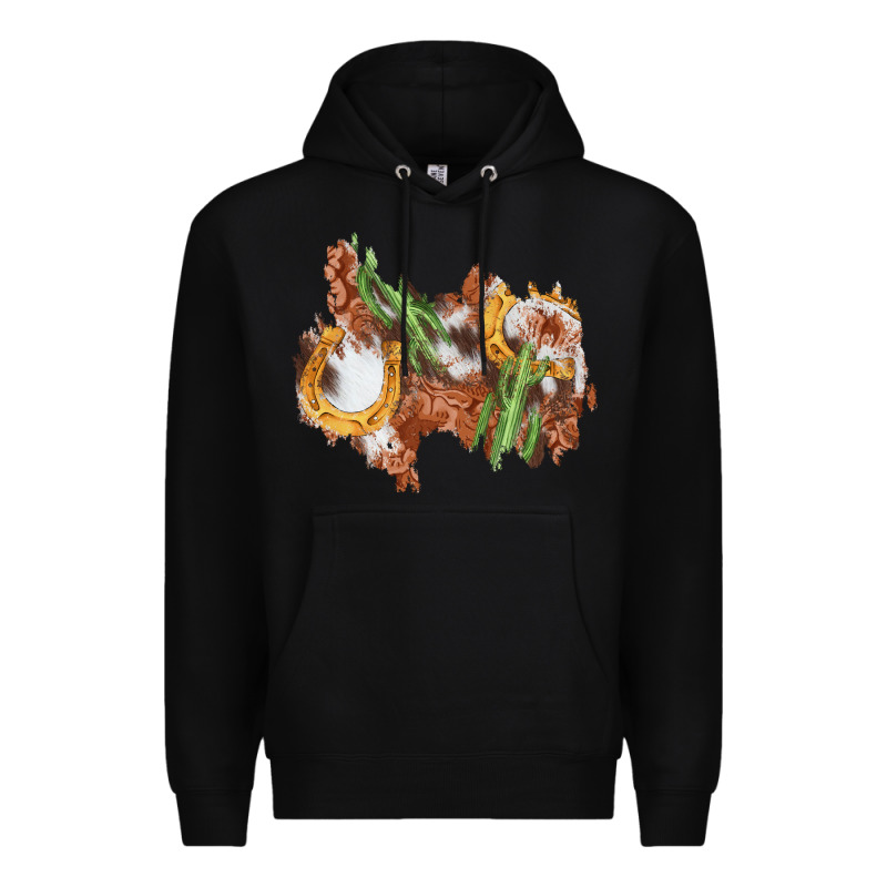 Horseshoe Cowhide Cactus Patch Premium Hoodie by AdoDesignShop | Teevron