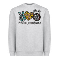 Heather Grey peace love racing Heavyweight Sweatshirt - CowhideDigitalArt