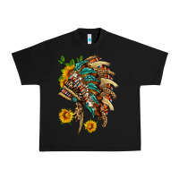 Black indian headdress with pattern and sunflowers Urban Heavy Tee - HRA Design Shop