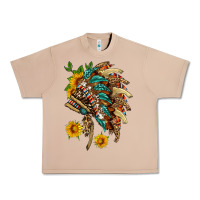 Burro indian headdress with pattern and sunflowers Urban Heavy Tee - HRA Design Shop