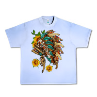 Grape Ice indian headdress with pattern and sunflowers Urban Heavy Tee - HRA Design Shop