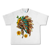Lunar Rock indian headdress with pattern and sunflowers Urban Heavy Tee - HRA Design Shop
