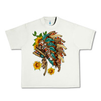 Pistachio indian headdress with pattern and sunflowers Urban Heavy Tee - HRA Design Shop