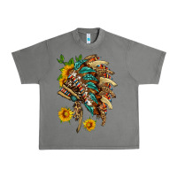 Indian Headdress With Pattern And Sunflowers Urban Heavy Tee | Teevron