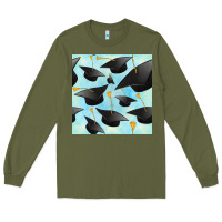 Army Green graduation cap seamless pattern Long Sleeve Tee - BundleAndBundleShop
