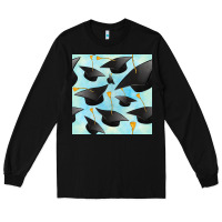 Black graduation cap seamless pattern Long Sleeve Tee - BundleAndBundleShop