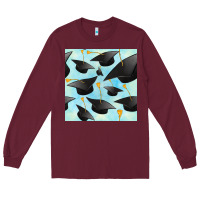 Burgundy graduation cap seamless pattern Long Sleeve Tee - BundleAndBundleShop