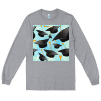 Heather Grey graduation cap seamless pattern Long Sleeve Tee - BundleAndBundleShop