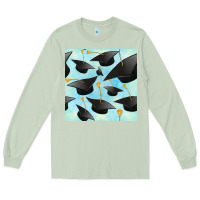 Matcha graduation cap seamless pattern Long Sleeve Tee - BundleAndBundleShop