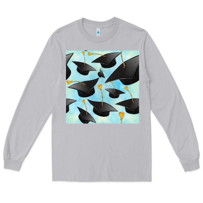 Graduation Cap Seamless Pattern Long Sleeve Tee by BundleAndBundleShop | Teevron