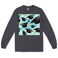 Smoke graduation cap seamless pattern Long Sleeve Tee - BundleAndBundleShop