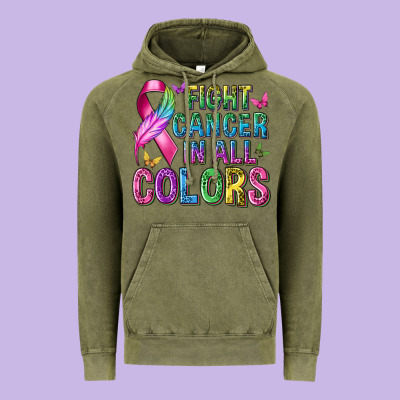 Fight Cancer In All Colors Vintage Hoodie Designed By Texasbilliewilder