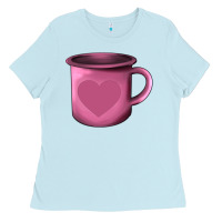 Baby Blue Valentine's Day heart mug Ladies Tee - AdoDesignShop
