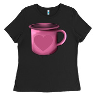 Black Valentine's Day heart mug Ladies Tee - AdoDesignShop