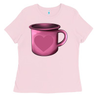 Bubblegum Pink Valentine's Day heart mug Ladies Tee - AdoDesignShop