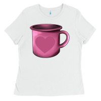 White Valentine's Day heart mug Ladies Tee - AdoDesignShop