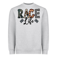 Heather Grey race life Heavyweight Sweatshirt - CowhideDigitalArt