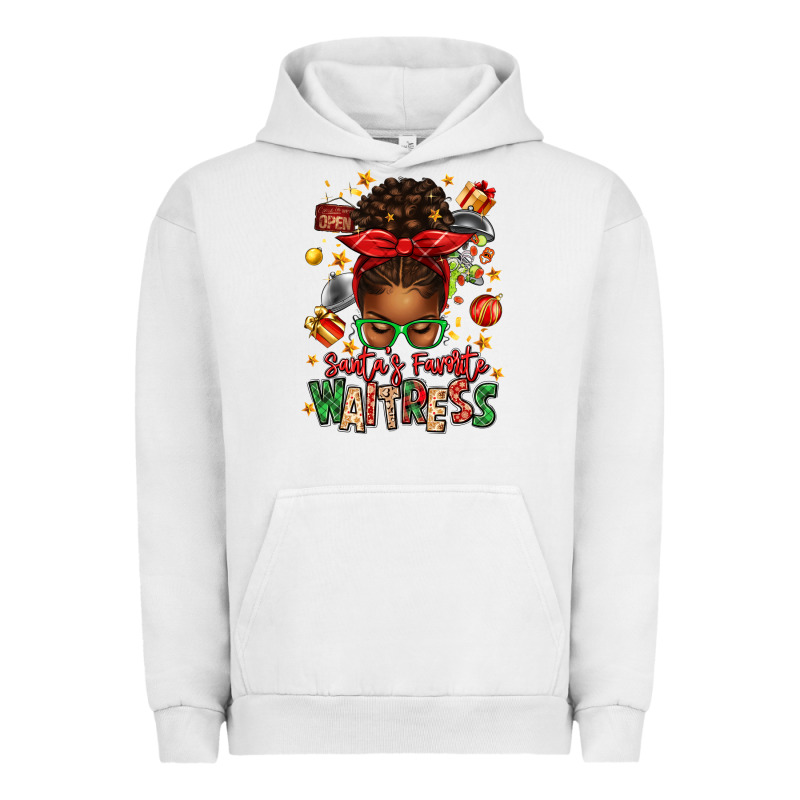 Santa's Favorite Waitress Messy Bun Urban Hoodie by texasbilliewilder | Teevron