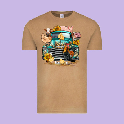 Farm Truck Farm Animals Vintage Tee Designed By Fadigitalartstudio