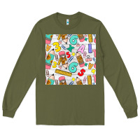 Army Green back to school seamless pattern Long Sleeve Tee - BundleAndBundleShop