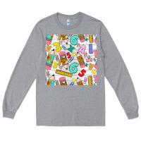 Heather Grey back to school seamless pattern Long Sleeve Tee - BundleAndBundleShop