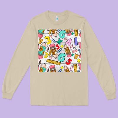 Back To School Seamless Pattern Long Sleeve Tee Designed By Bundleandbundleshop