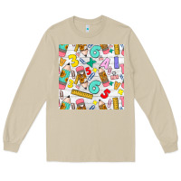 Mushroom back to school seamless pattern Long Sleeve Tee - BundleAndBundleShop