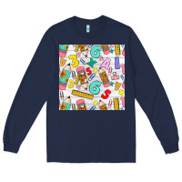 Navy back to school seamless pattern Long Sleeve Tee - BundleAndBundleShop